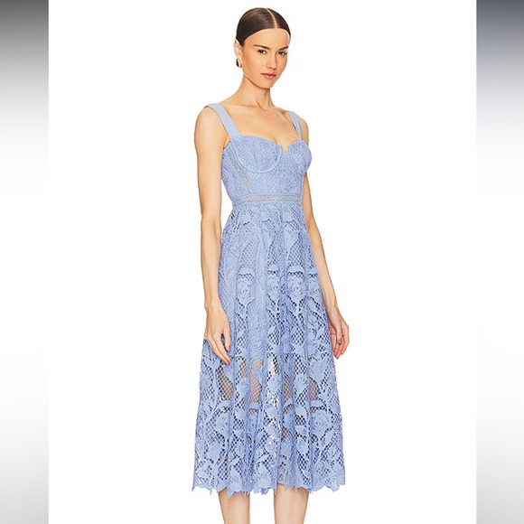 Self Portrait Blue Guipure Lace Midi Dress - Picture 6 of 10